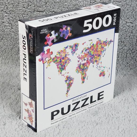 Jigsaw Puzzle World of Love 500 Piece Multicolor Hearts  Puzzle 24" w x 18" h - Picture 2 of 5